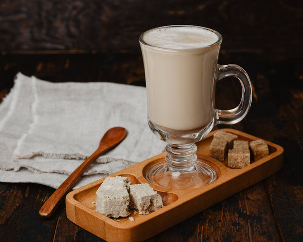 Halva latte. Coffee recipe trend. - Photo, Image