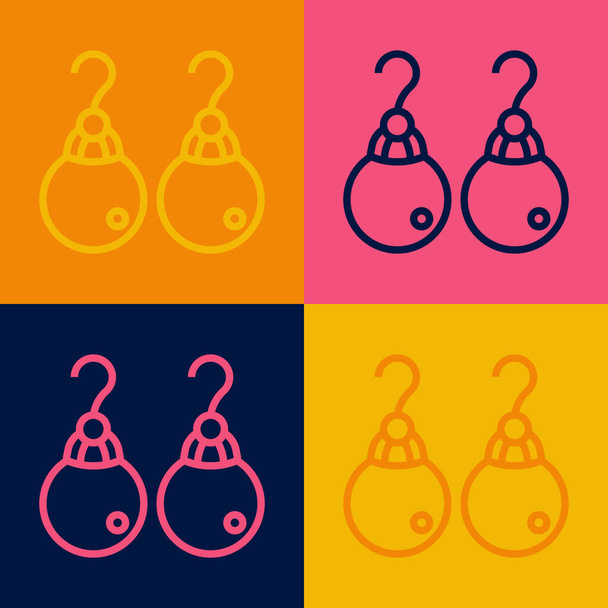 Pop art line Earrings icon isolated on color background. Jewelry accessories.  Vector - Vector, Image