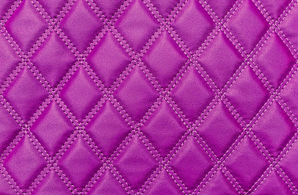 Purple faux leather texture with stitching - Photo, Image