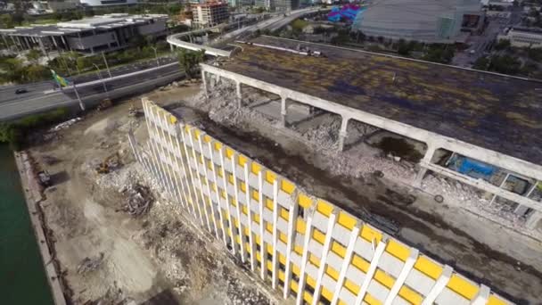 Wide aerial shot Miami Herald building demolition - Footage, Video