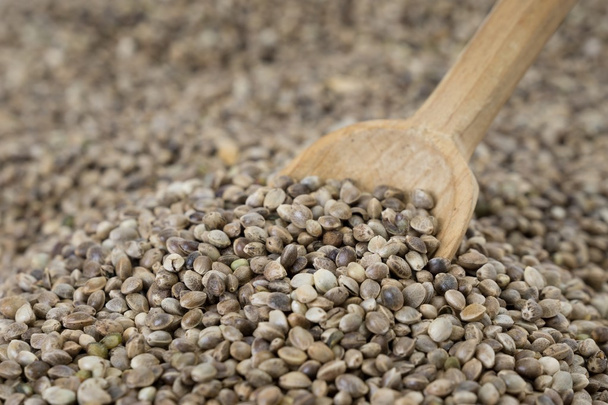 Ложка в семенах конопли
 - Фото, изображение