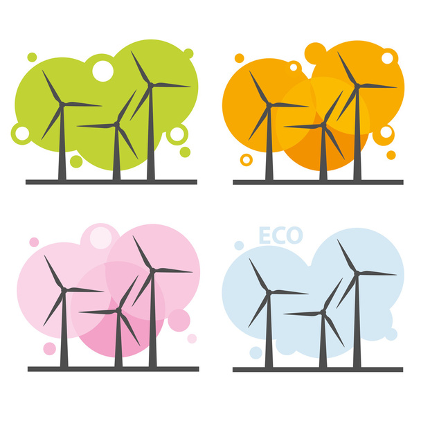 Wind power stations - Vector, Image