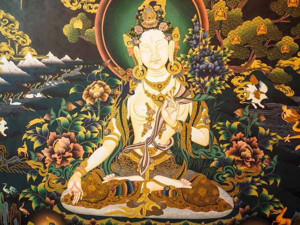 Ancient Buddhist thangka painting - Foto, immagini