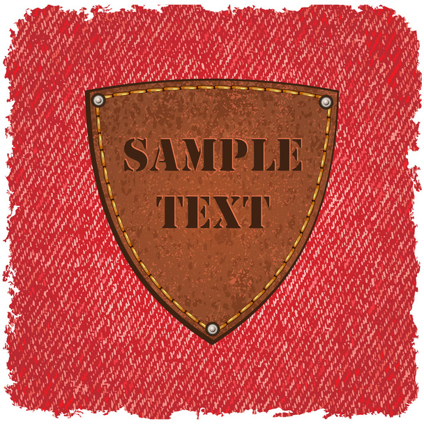 Jeans texture with leather label. Vector - ベクター画像