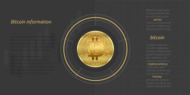 Bitcoin munt met grafiek papieren achtergrond en grafiek vector - Vector, afbeelding