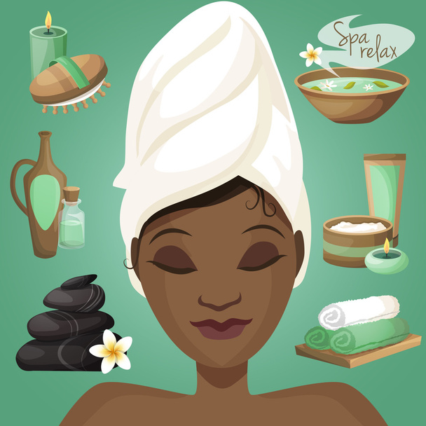 Femme noire au spa
 - Vecteur, image