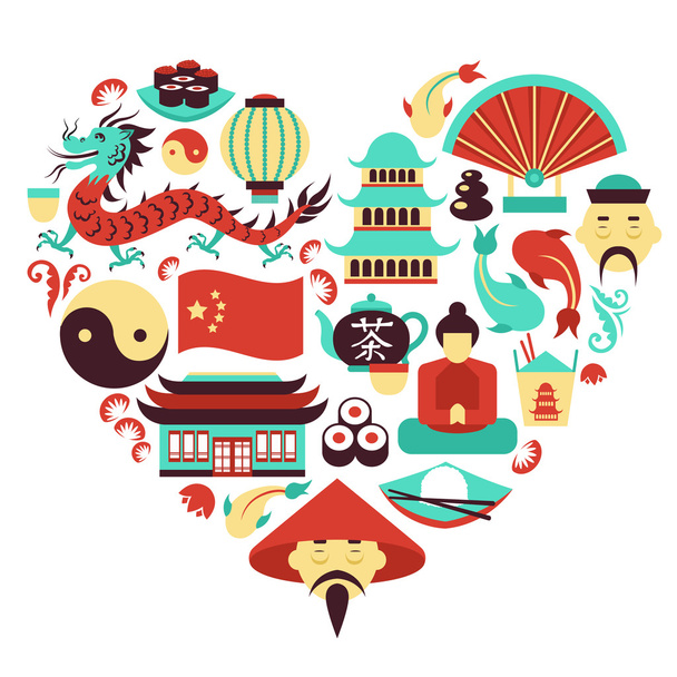 China symbols heart - Vector, Image