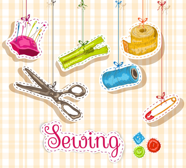 Sewing sketch composition - Vector, Image
