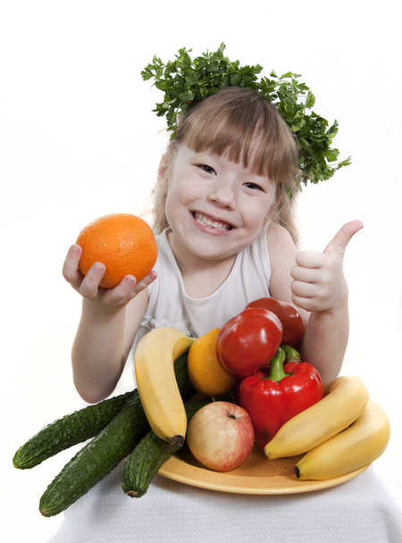 Vegetables and fruit it are a healthy food of children. - Zdjęcie, obraz
