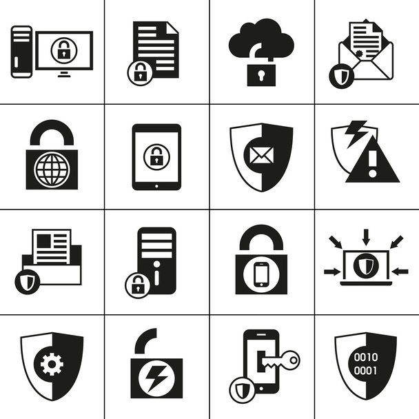 Protección de datos iconos de seguridad
 - Vector, Imagen