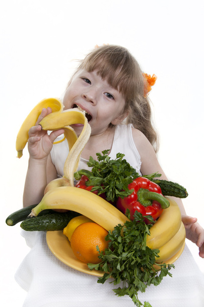Vegetables and fruit it are a healthy food of children. - Zdjęcie, obraz