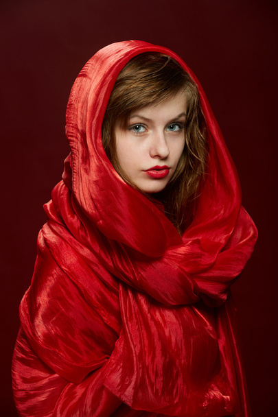 Young girl in a red hood - Fotografie, Obrázek