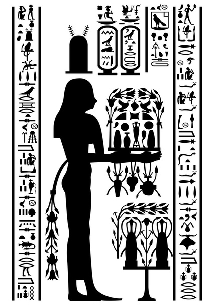 エジプトの象形文字とフレスコ画 - ベクター画像