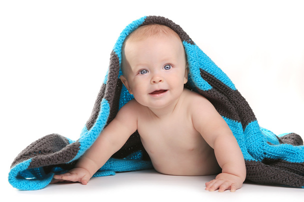 Happy Adorable Baby on a White Background - Photo, image