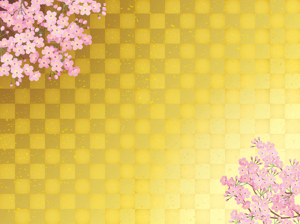 Taustaa materiaali japanilainen tyyli vektori kuva kirsikka kukkii ja kulta lehtiä - Vektori, kuva
