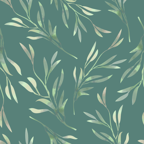 Spring foliage. Seamless pattern in a watercolor style. Background for fabric, wallpaper, postcards. - Foto, imagen