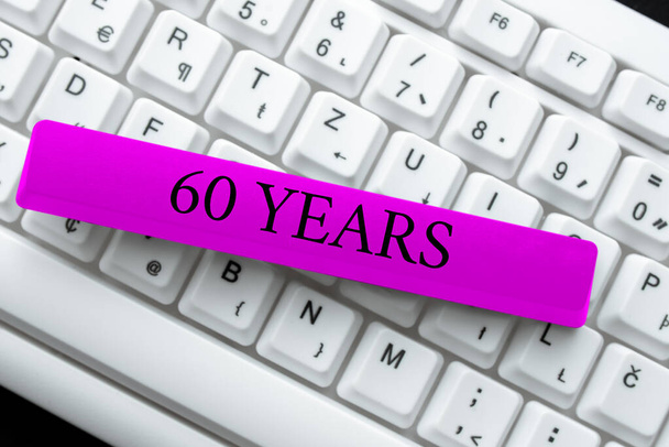 Κείμενο που δείχνει έμπνευση 60 Χρόνια. Word for It είναι η έναρξη μιας χρυσής εποχής που γιορτάζει μια ξεχωριστή μέρα Publishing Typewritten Fantasy Short Story, Typing Online Memorandum - Φωτογραφία, εικόνα