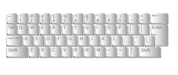 コンピューターのキーボード。アルファベットのボタンとPCのための白い色で現実的なキーボード。ベクトル - ベクター画像