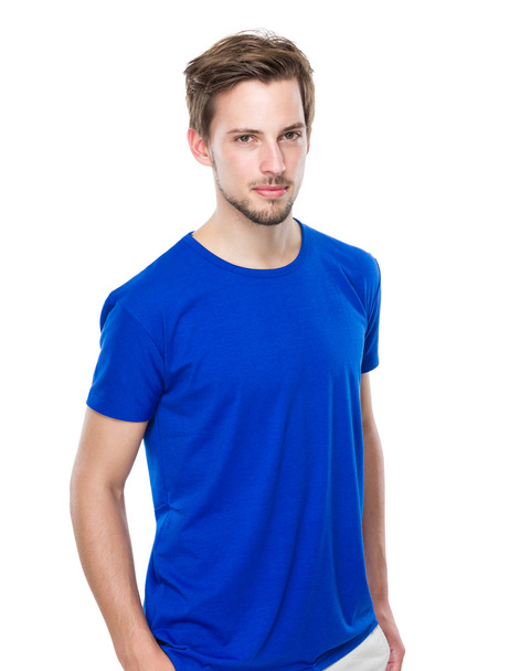 молодий чоловік у синій сорочці
 - Фото, зображення