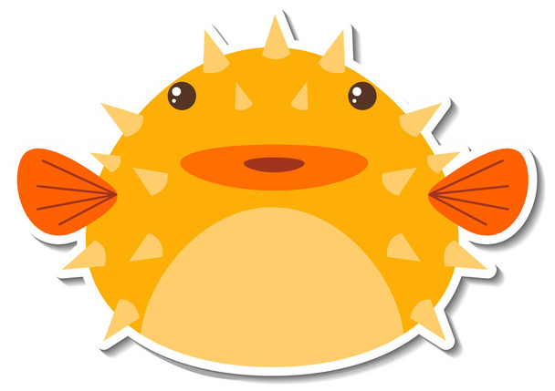 Kogelvis dier cartoon sticker illustratie - Vector, afbeelding