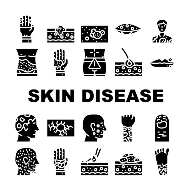 Skin Disease Human Health Problem Icons Set Vector - Vector, Image