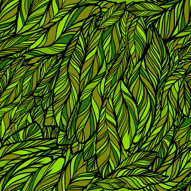 Графические листья бесшовный фон. Векторная иллюстрация - Вектор,изображение