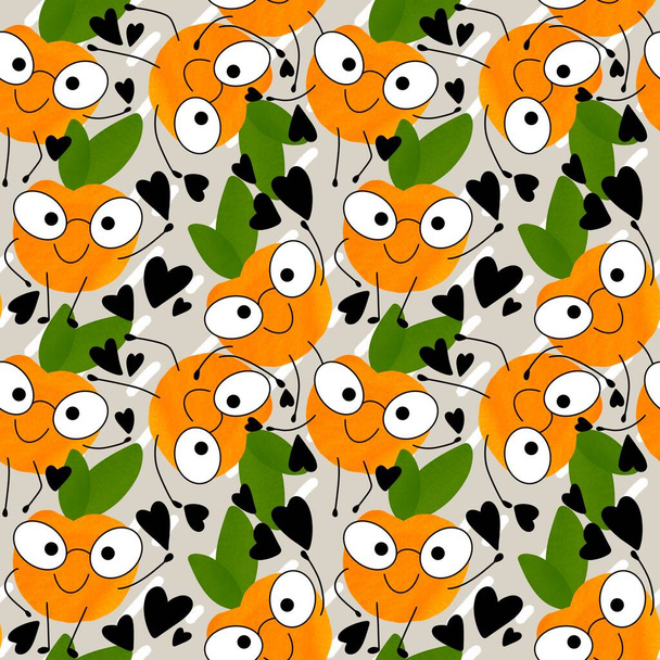 Orange cartoon seamless fruit pattern for fabrics and textiles and packaging and gifts and cards and linens  - Φωτογραφία, εικόνα