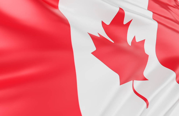 Beautiful Canada Flag Wave Close Up na tle banera z miejsca do kopiowania., Model 3D i ilustracja. - Zdjęcie, obraz