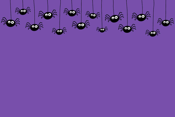 Concept of Halloween card with hanging spiders and copyspace. Vector - Вектор,изображение
