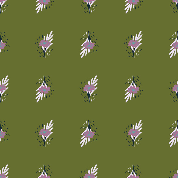 Seamless pattern with hand drawing wild flowers on pastel green background. Vector floral template in doodle style. Gentle summer botanical texture for fabric, wrapping paper, wallpaper. - Vettoriali, immagini
