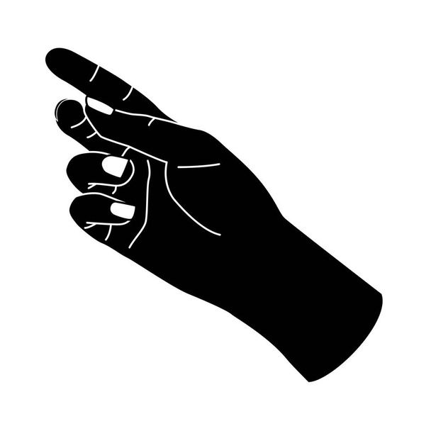 Woman or man hand gesture, human body part. black monochrome. Religious or spiritual symbol, black silhouette - Vektori, kuva