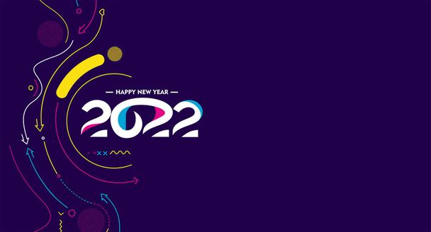 2022 Újévi ünnepség banner. - Vektor, kép