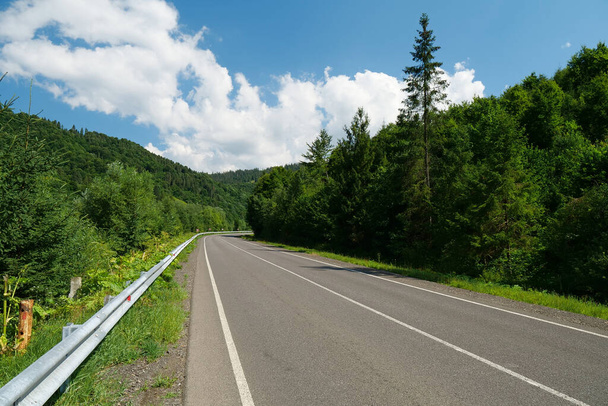 ウクライナの美しいカルパチア山脈の森の高速道路 - 写真・画像