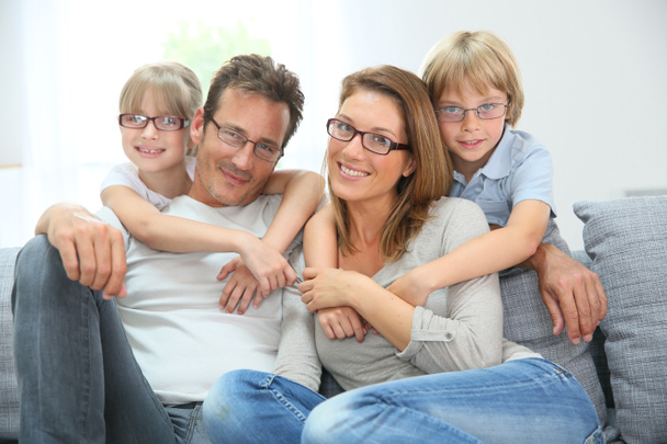 Family of four wearing eyeglasses - Фото, изображение