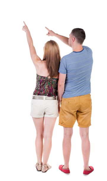 Young couple pointing. - Fotó, kép