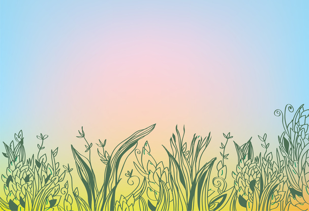 Autumn background with grass and glow - Vector, imagen