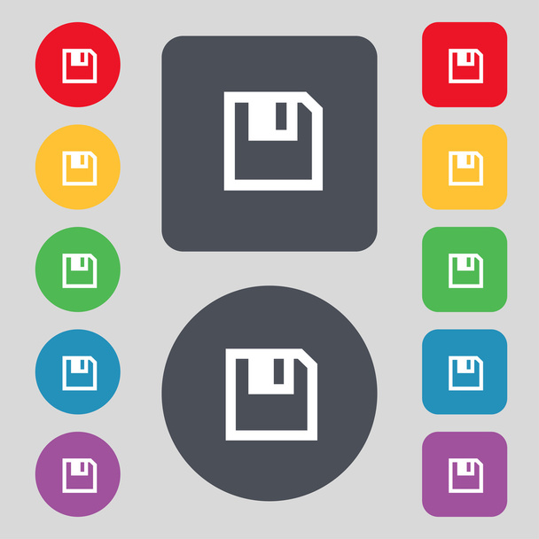 floppy icon. Flat modern design Set colour buttons. Vector - Vector, Image