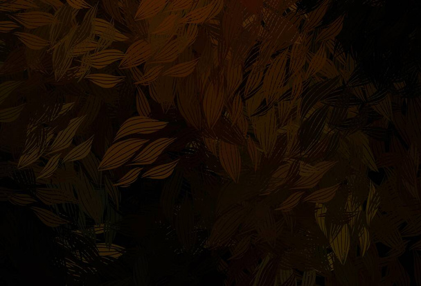 Modello di scarabocchio vettoriale arancione scuro con foglie. Illustrazione astratta colorata con foglie in stile doodle. Disegno dipinto a mano per web, avvolgente. - Vettoriali, immagini