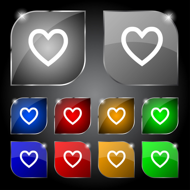 Medical heart sign icon. Cross symbol. Set colourful buttons. Vector - Vecteur, image