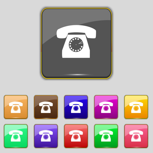 Icono web de teléfono retro. Establecer botones de colores. Vector
 - Vector, Imagen