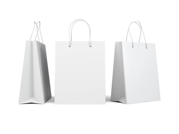 3 different view of shopping bag isolate on white background 3d rendering - Photo, Image