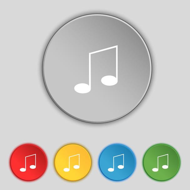 Music note sign icon. Musical symbol. Set colourful buttons. Vector - Vector, Image