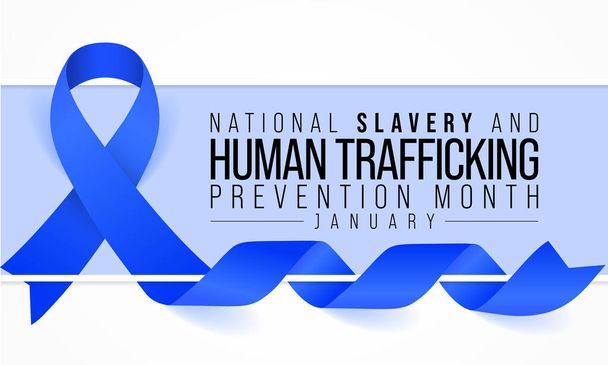 Κάθε χρόνο, τον Ιανουάριο, παρατηρείται ένας εθνικός μήνας πρόληψης της δουλείας και της εμπορίας ανθρώπων, για να αυξηθεί η ευαισθητοποίηση σχετικά με τις διάφορες μορφές εμπορίας ανθρώπων, γνωστές και ως σύγχρονη δουλεία. Διανυσματική τέχνη - Διάνυσμα, εικόνα