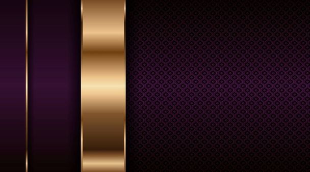 Abstract luxurious purple combination and golden overlap layer background . Modern creative dark navy luxury gold line overlapping style design - Vector, Image