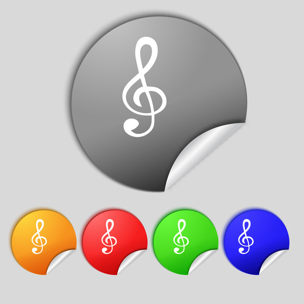 Music note sign icon. Musical symbol. Set colourful buttons. Vector - Vektori, kuva