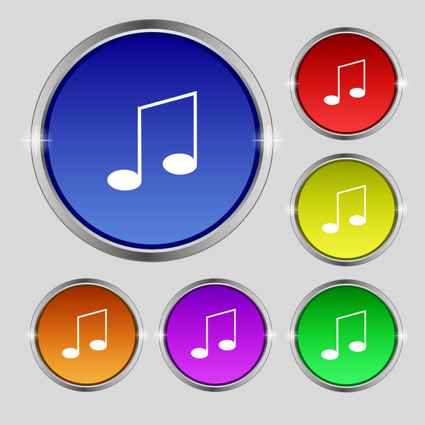 Music note sign icon. Musical symbol. Set colourful buttons. Vector - Vector, Image