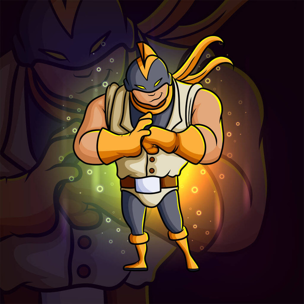 Der Krieger bereit für den Kampf esport Logo Design der Illustration - Vektor, Bild