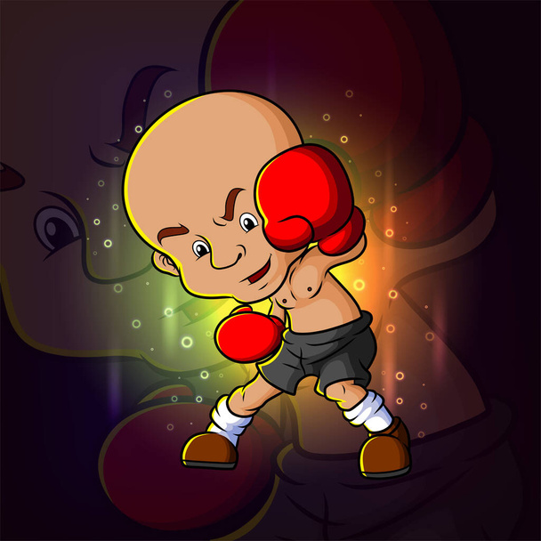 Boxer dává punč esport logo designu ilustrace - Vektor, obrázek