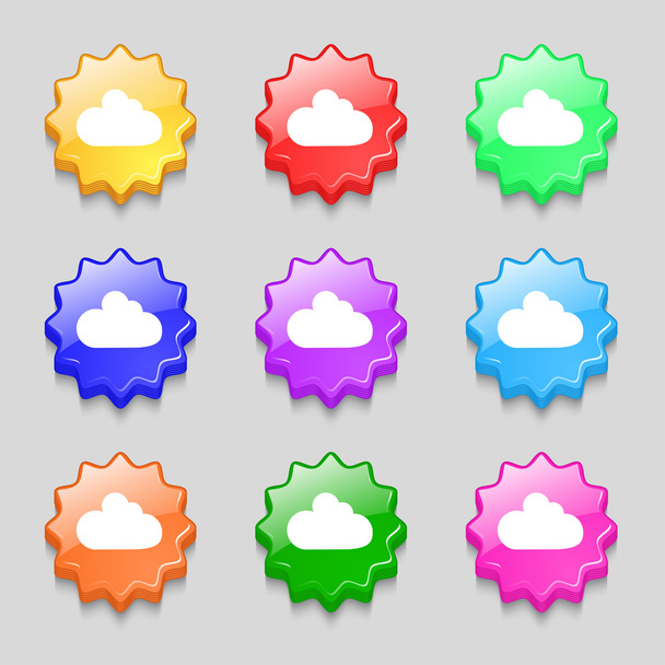 chmura ikona znak. symbol magazynu danych. zestaw kolorowych przycisków. wektor - Wektor, obraz