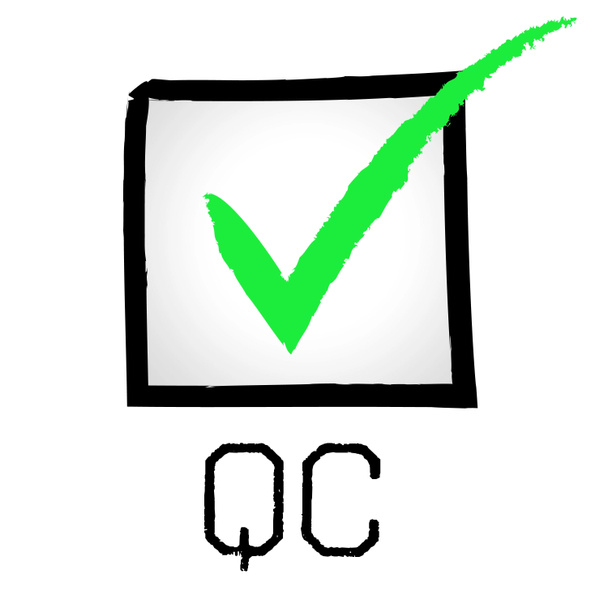 QC τσιμπούρι σημαίνει ποιοτικός έλεγχος και έγκριση - Φωτογραφία, εικόνα